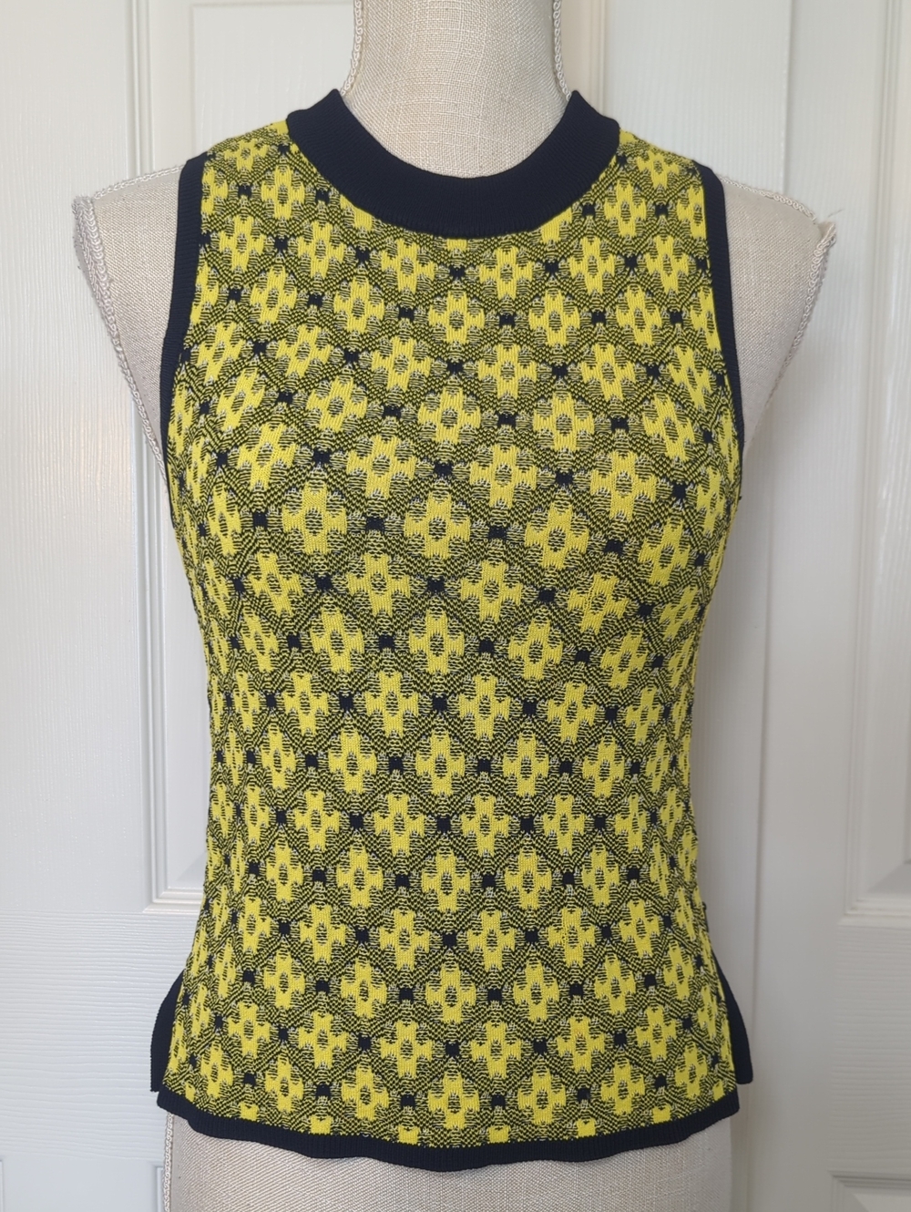 Scotch & Soda Yellow and Black Patterned Knit Tank Top